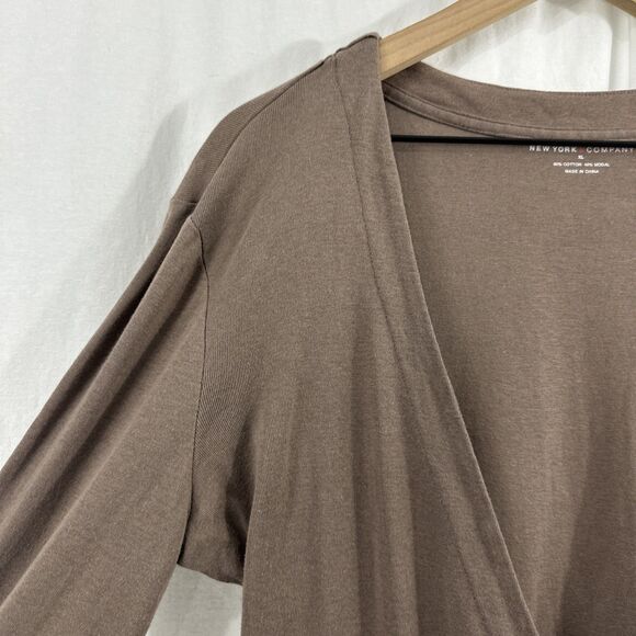 New York & Company Brown Button Waist Long Sleeve Cardigan Womens XL Y2K - Picture 6 of 9